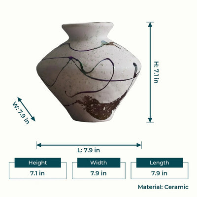 Abstract Splash White Ceramic Vase