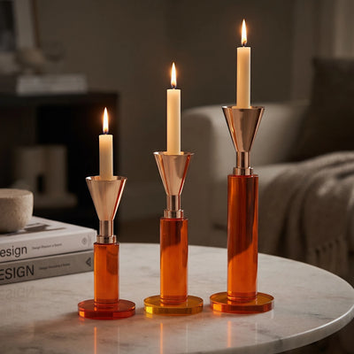 Amber Glow Luxe Candle Holder Set