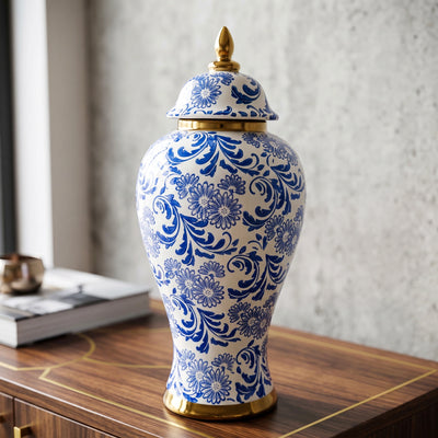 Blue Floral Ceramic Jar