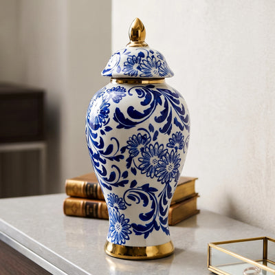 Blue Floral Ceramic Jar