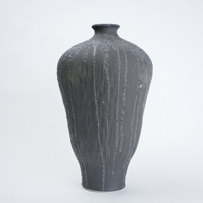 Charcoal Grey Drip Ceramic Vase