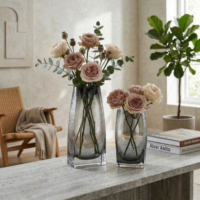 Curved Grey Glass Vase