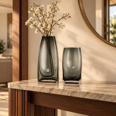Curved Grey Glass Vase