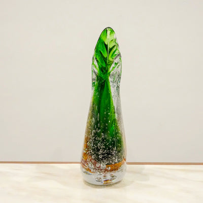 Dual Flare Green Glass Vase