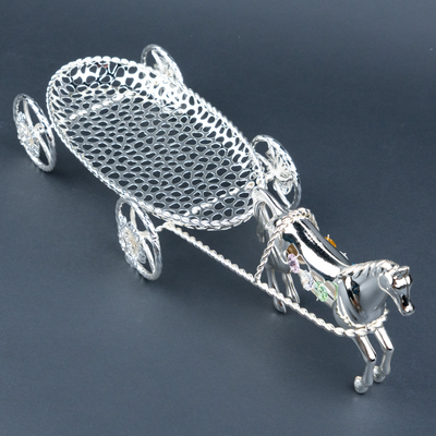 Royal Silver Horse-Drawn Carriage Decorative Showpiece