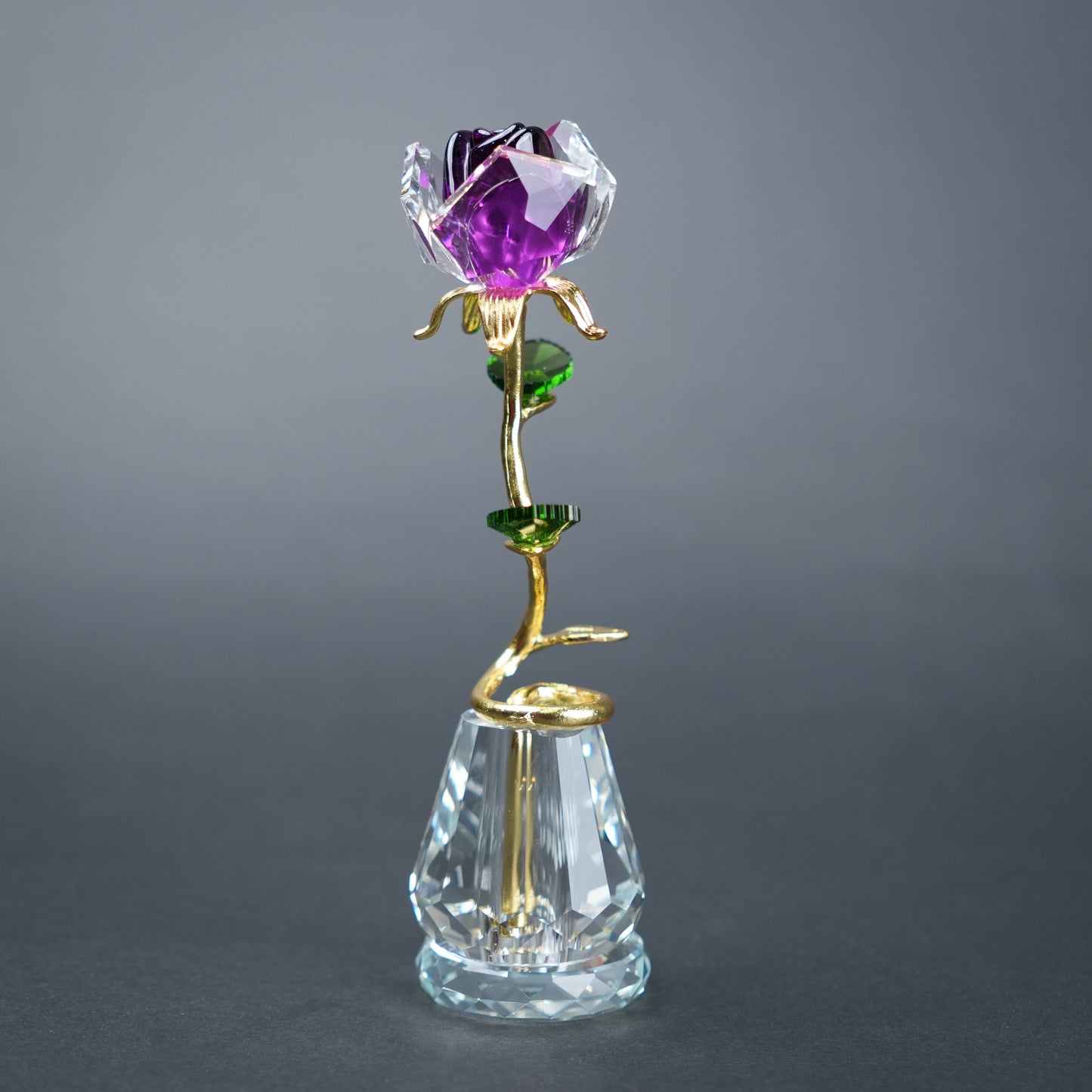 Crystal Fortune Bloom accent, front on gray