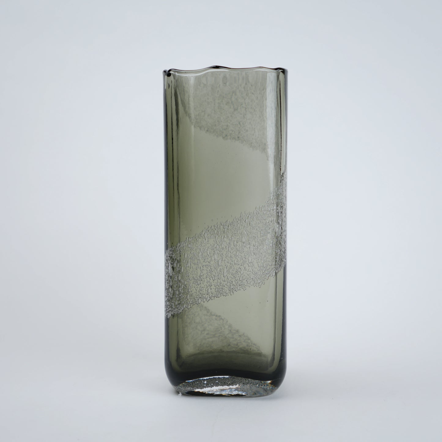 Mist smoke-grey vase, frosted band, front