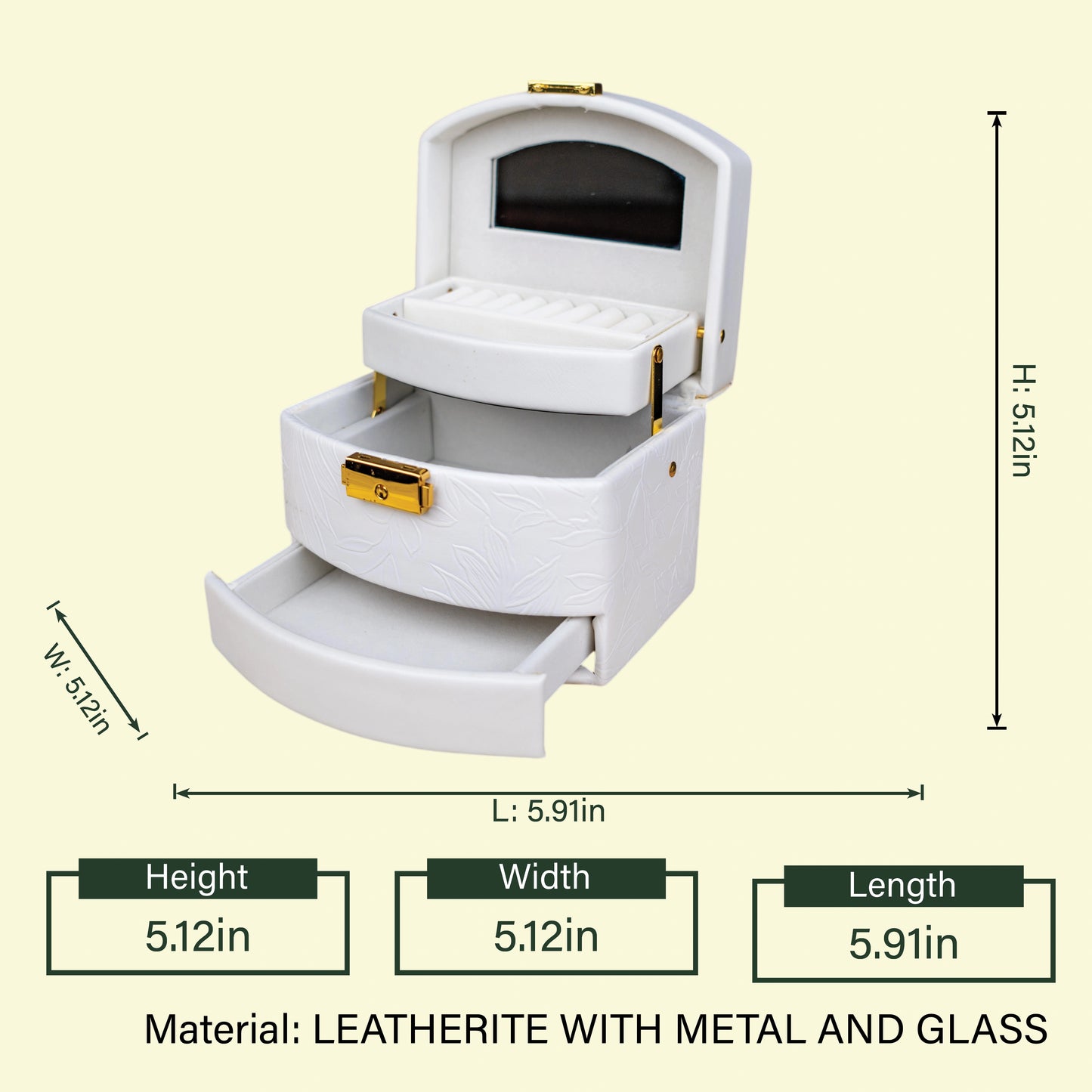 Elegant White Jewelry Box - Small