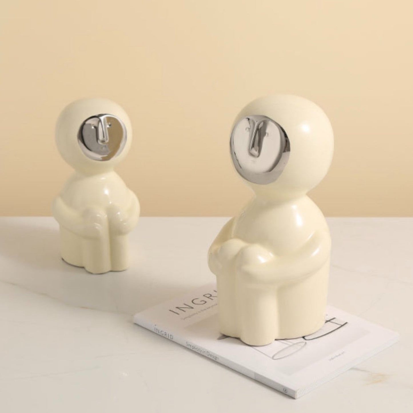 Modern Grace: Ivory & Silver Art Sculpture
