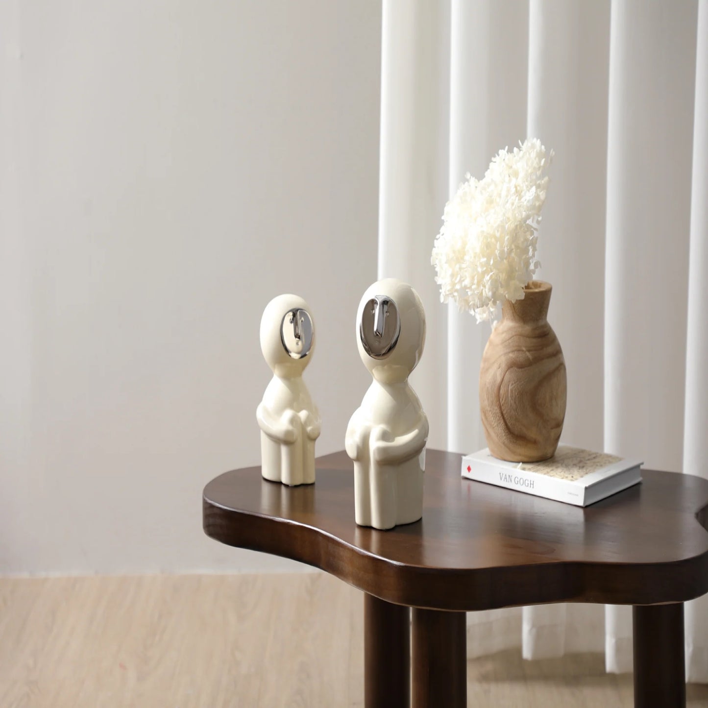 Modern Grace: Ivory & Silver Art Sculpture