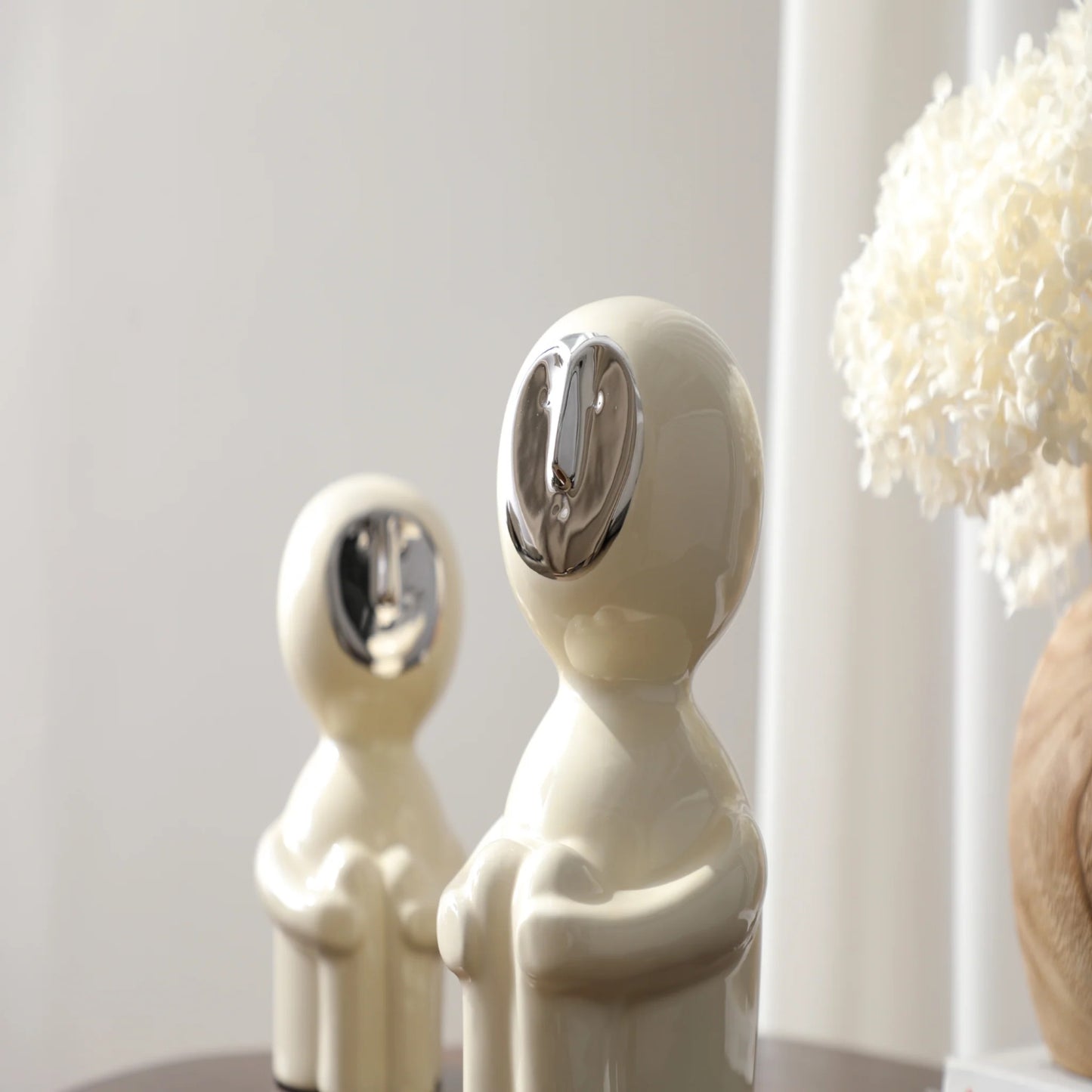 Modern Grace: Ivory & Silver Art Sculpture