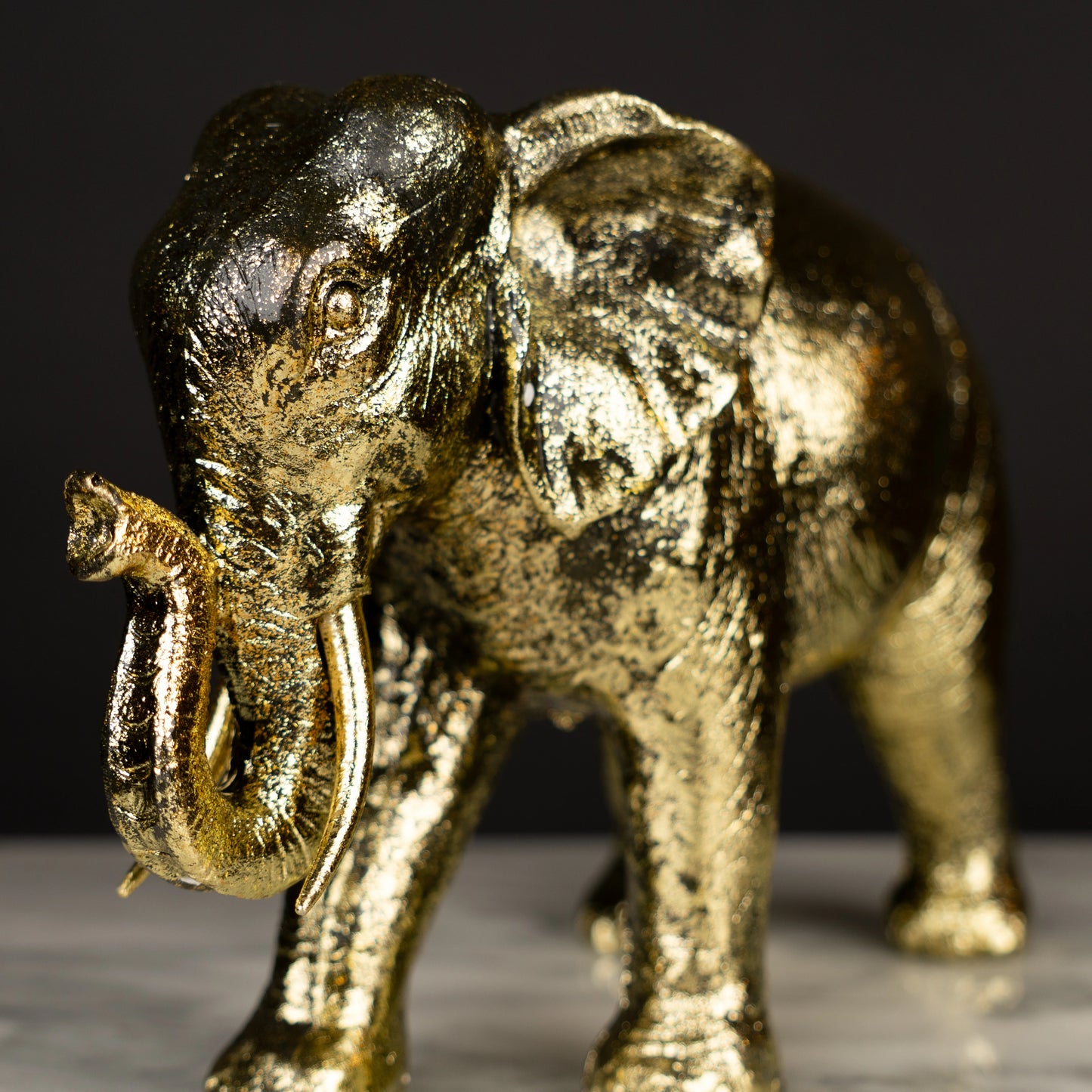 Gold Textured Elephant Figurine