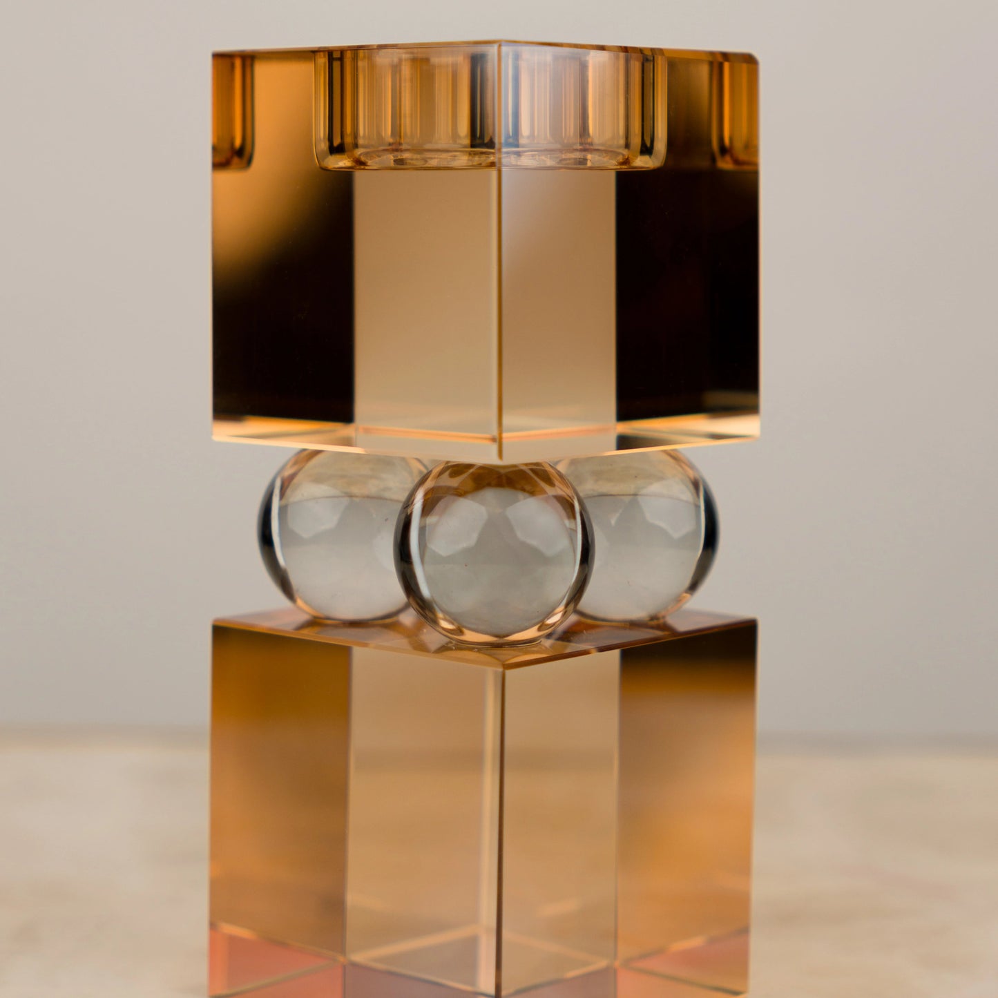 Amber Crystal Candle Stand - Small