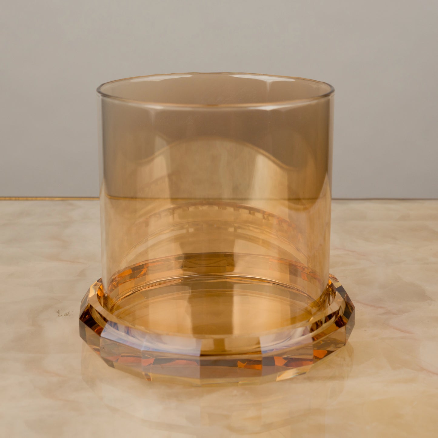 Amber Glass Faceted Votive Holder - Small