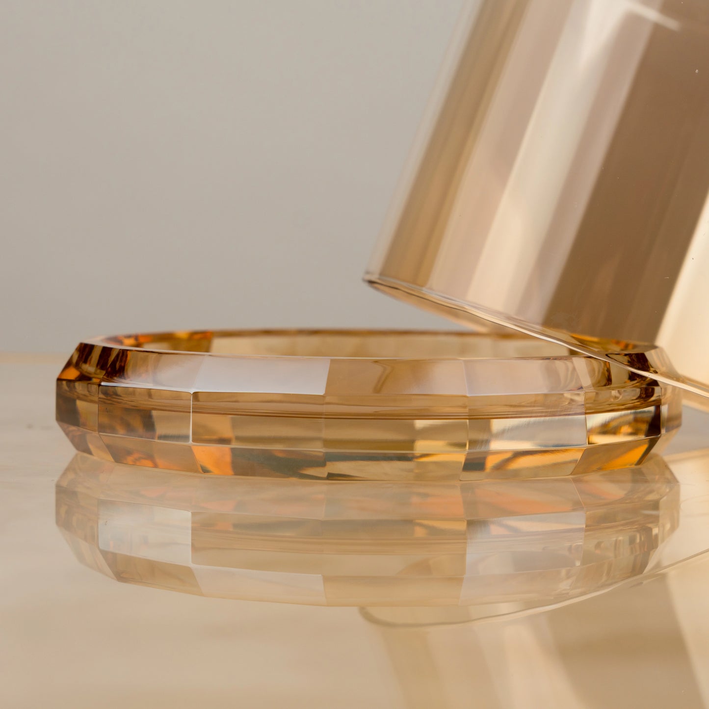 Amber Glass Faceted Votive Holder - Small