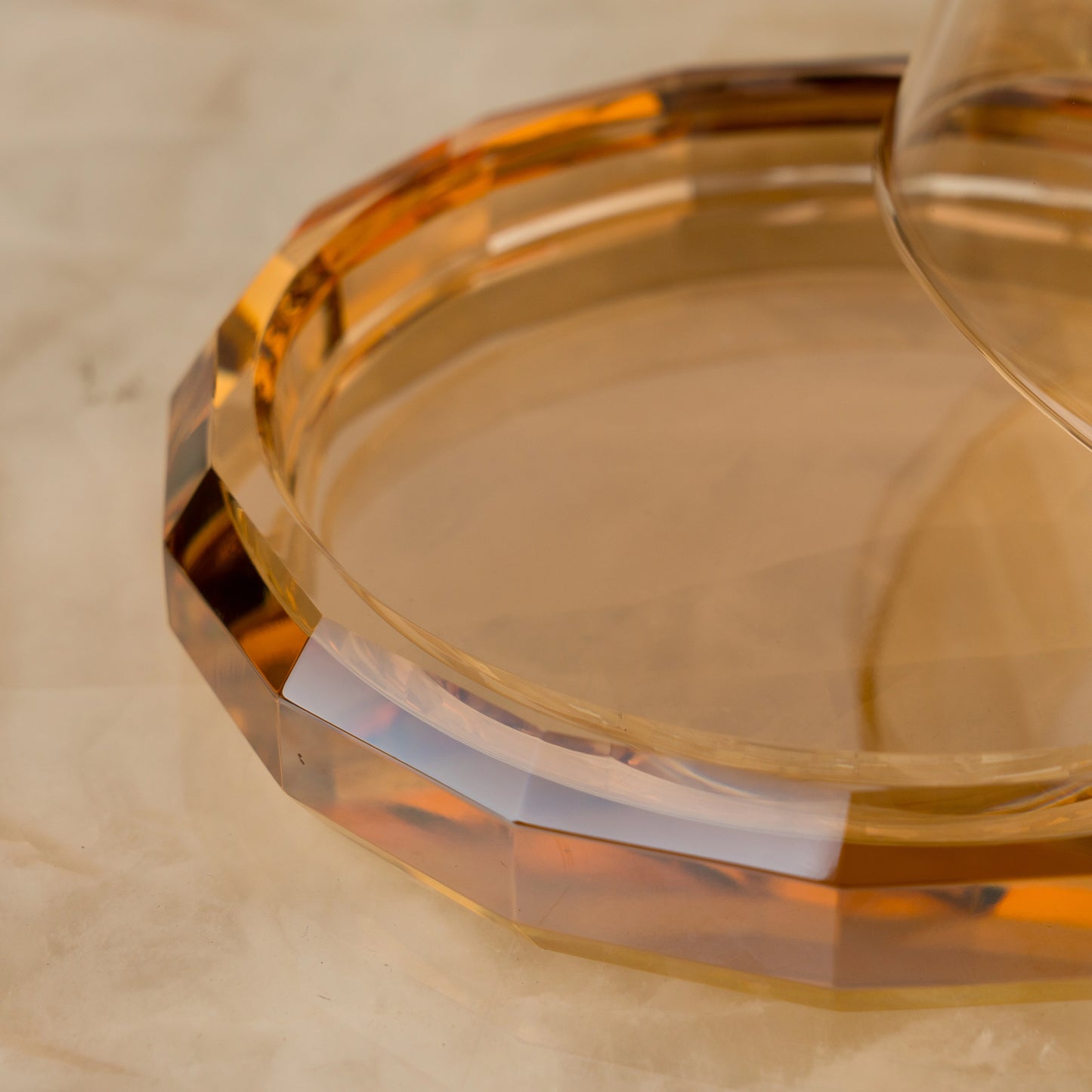 Amber Glass Faceted Votive Holder - Small