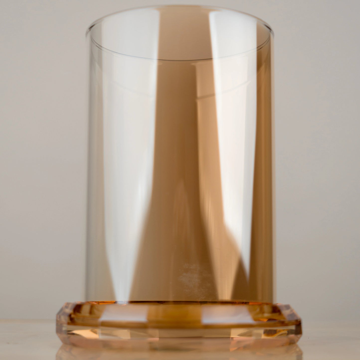 Amber Glass Faceted Votive Holder - Big