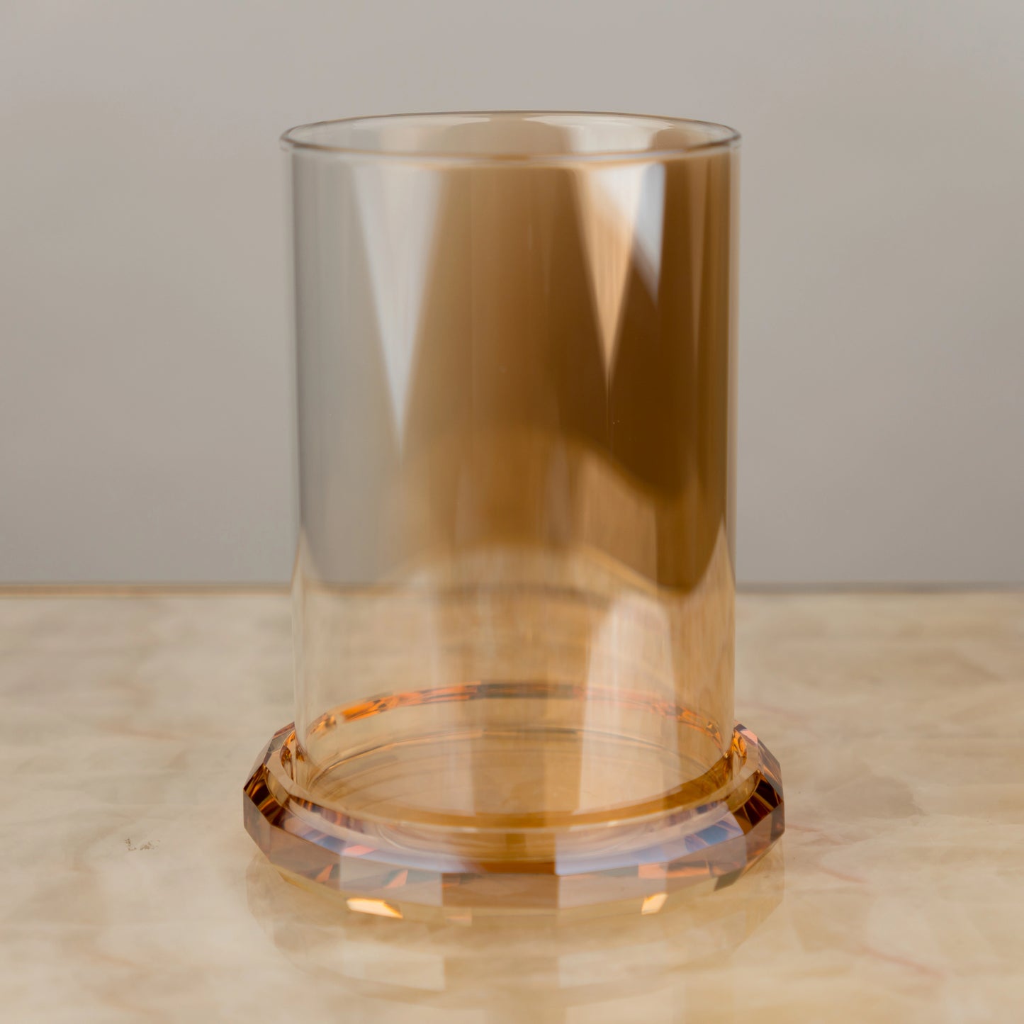 Amber Glass Faceted Votive Holder - Big