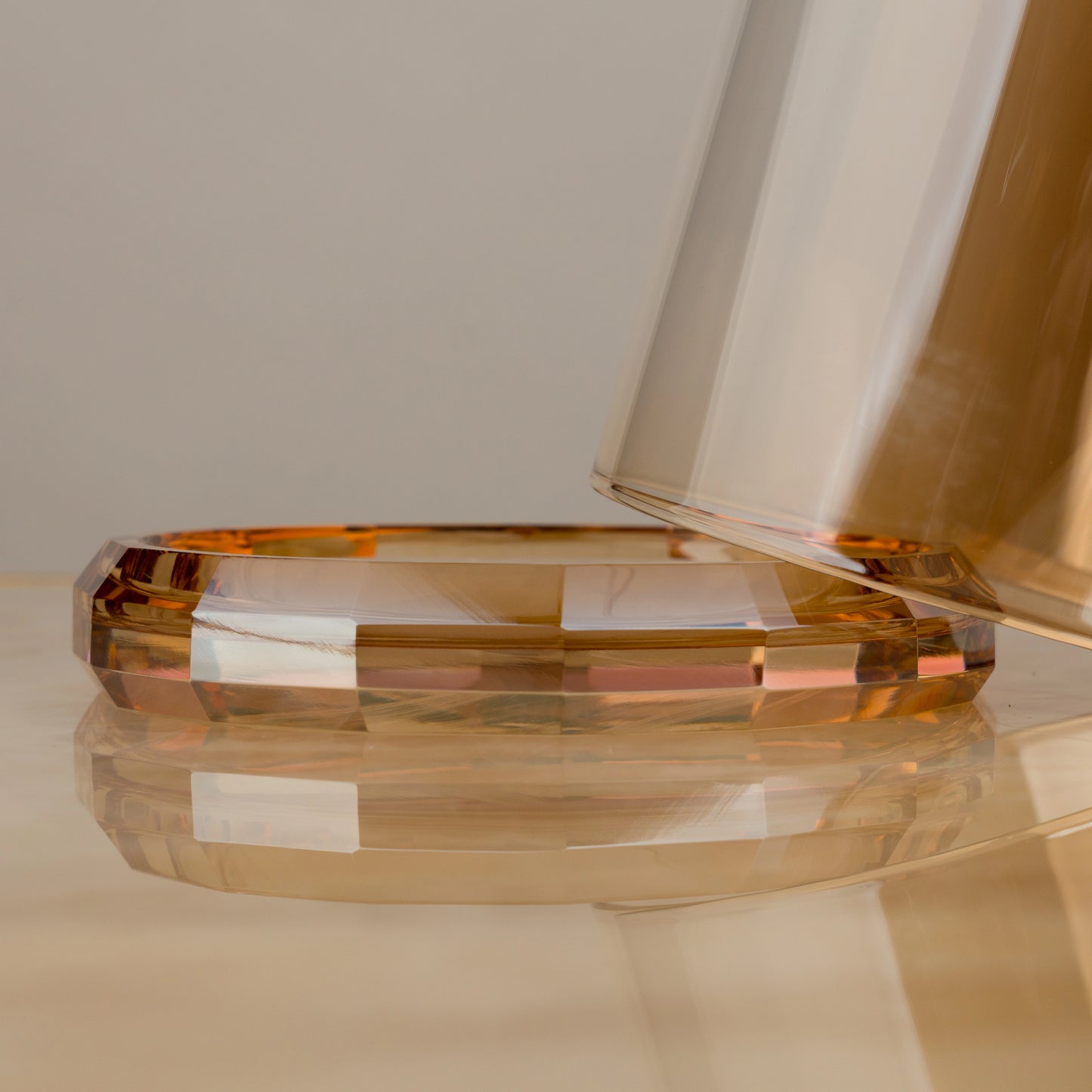 Amber Glass Faceted Votive Holder - Big