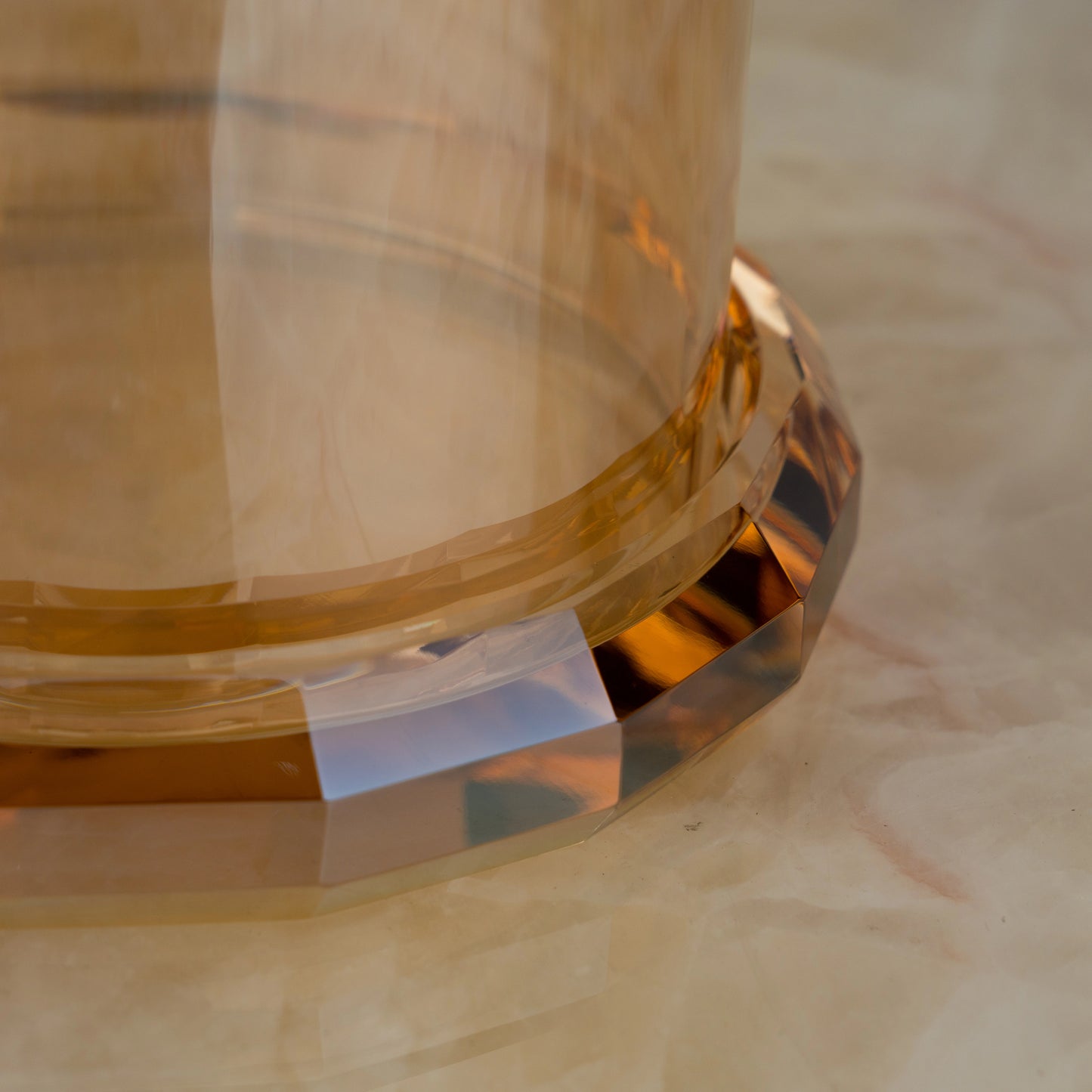 Amber Glass Faceted Votive Holder - Big