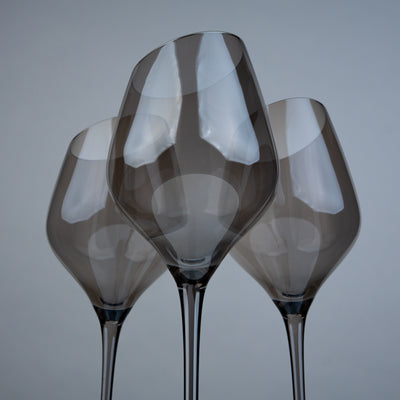 Grey-Tinted Crystal Wine Glass - Set of 4