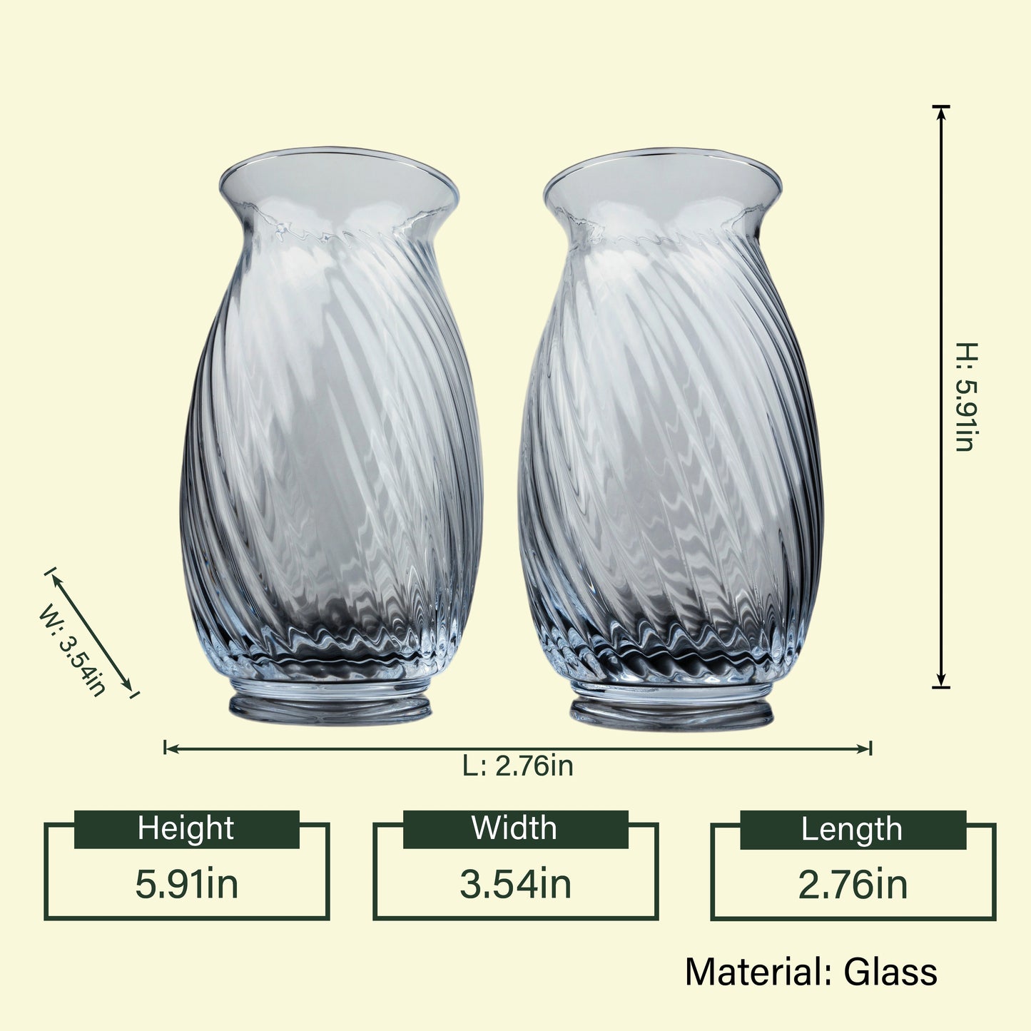 Clear swirl pub glasses pair 5.91in spec