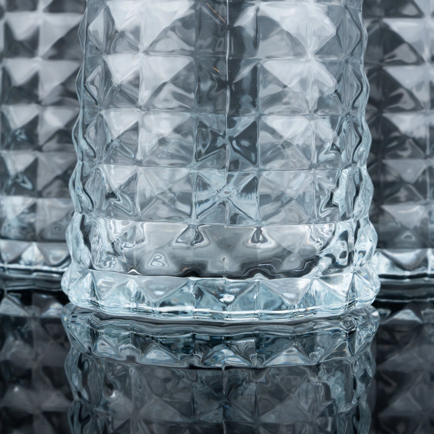clear prism-pattern glass tumbler