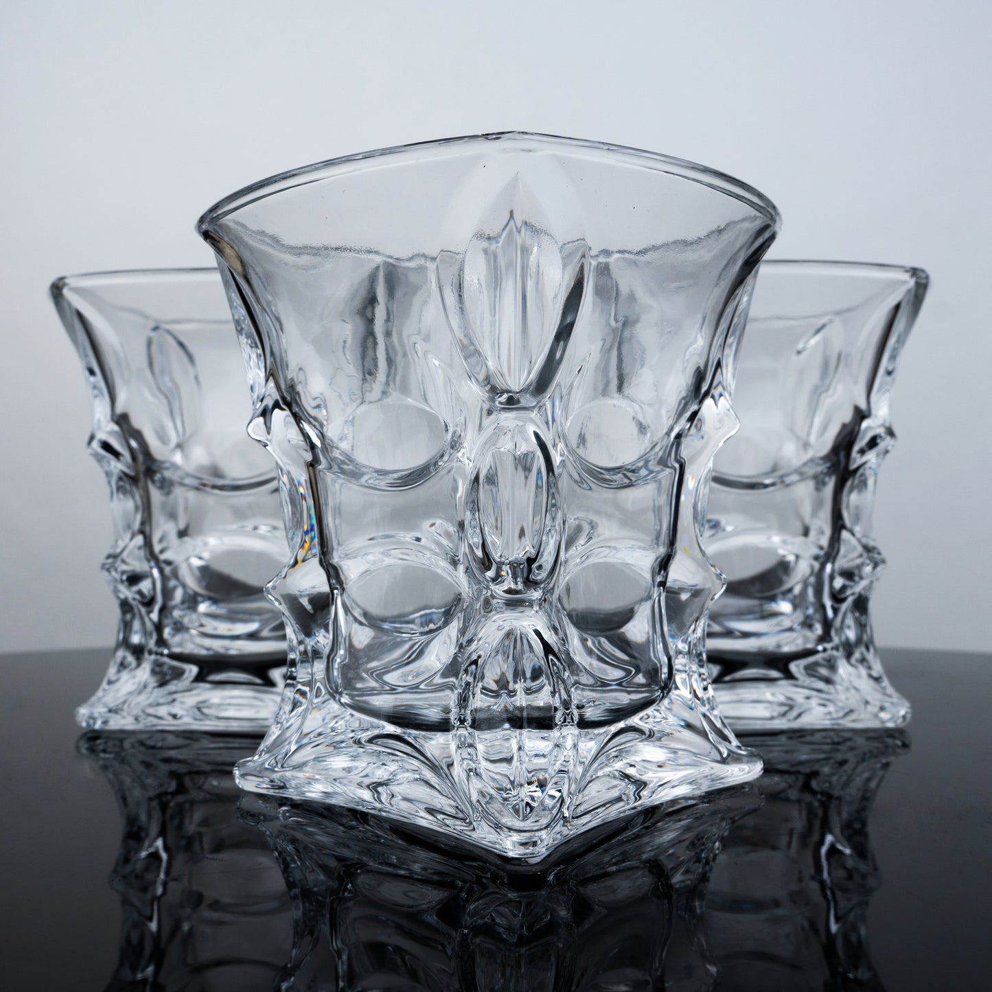 Sculpted Geometric Whiskey Glasses - Set of 6