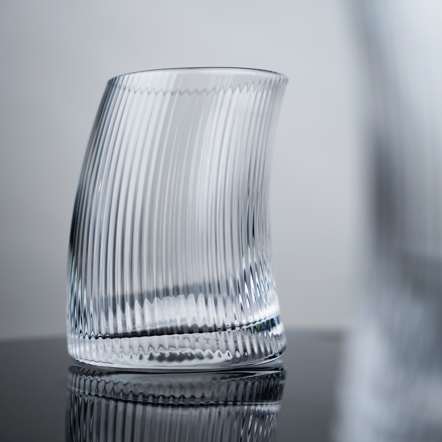 Curved Ribbed Water Glasses - Set of 4