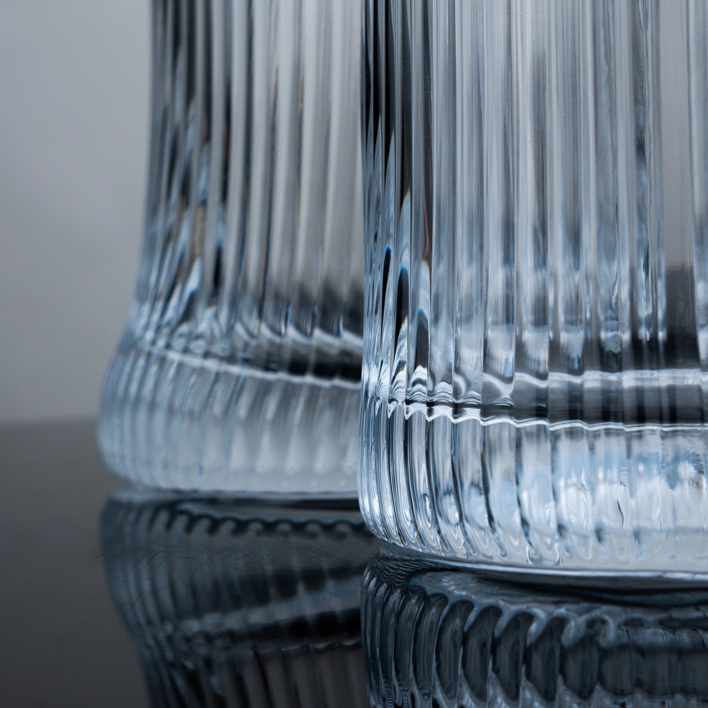 Clear Ribbed Highball Glasses - Set of 4