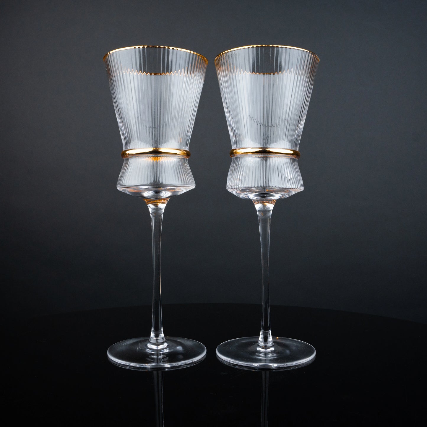 Clear Gold-Rim Wine Glass - Set of 2