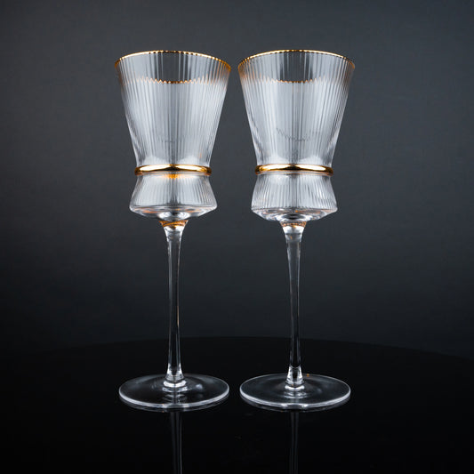 Clear Gold-Rim Wine Glass - Set of 2