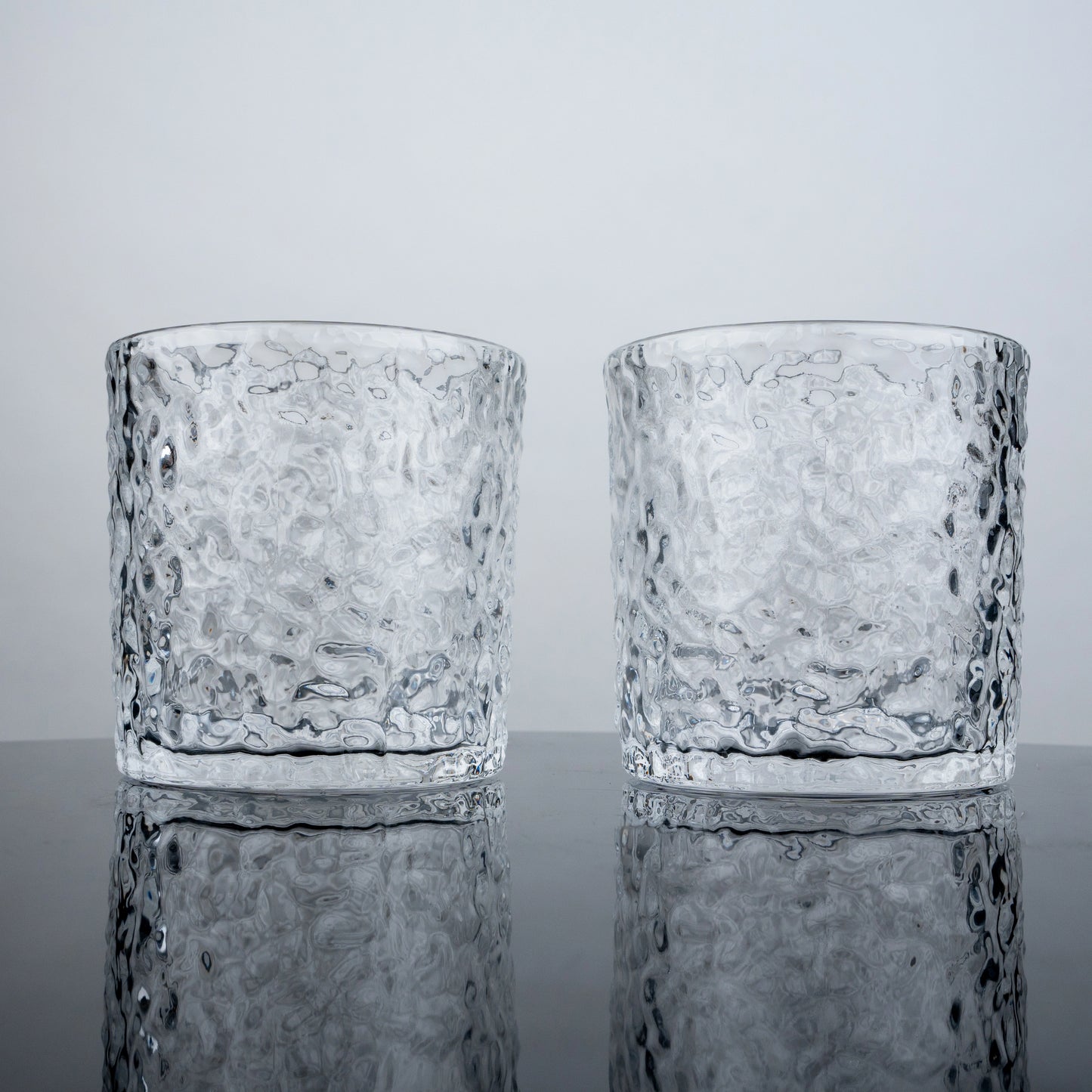 Clear Textured Rocks Glasses - Set of 4