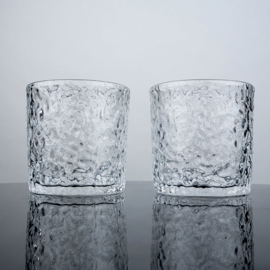 Clear Textured Rocks Glasses - Set of 4