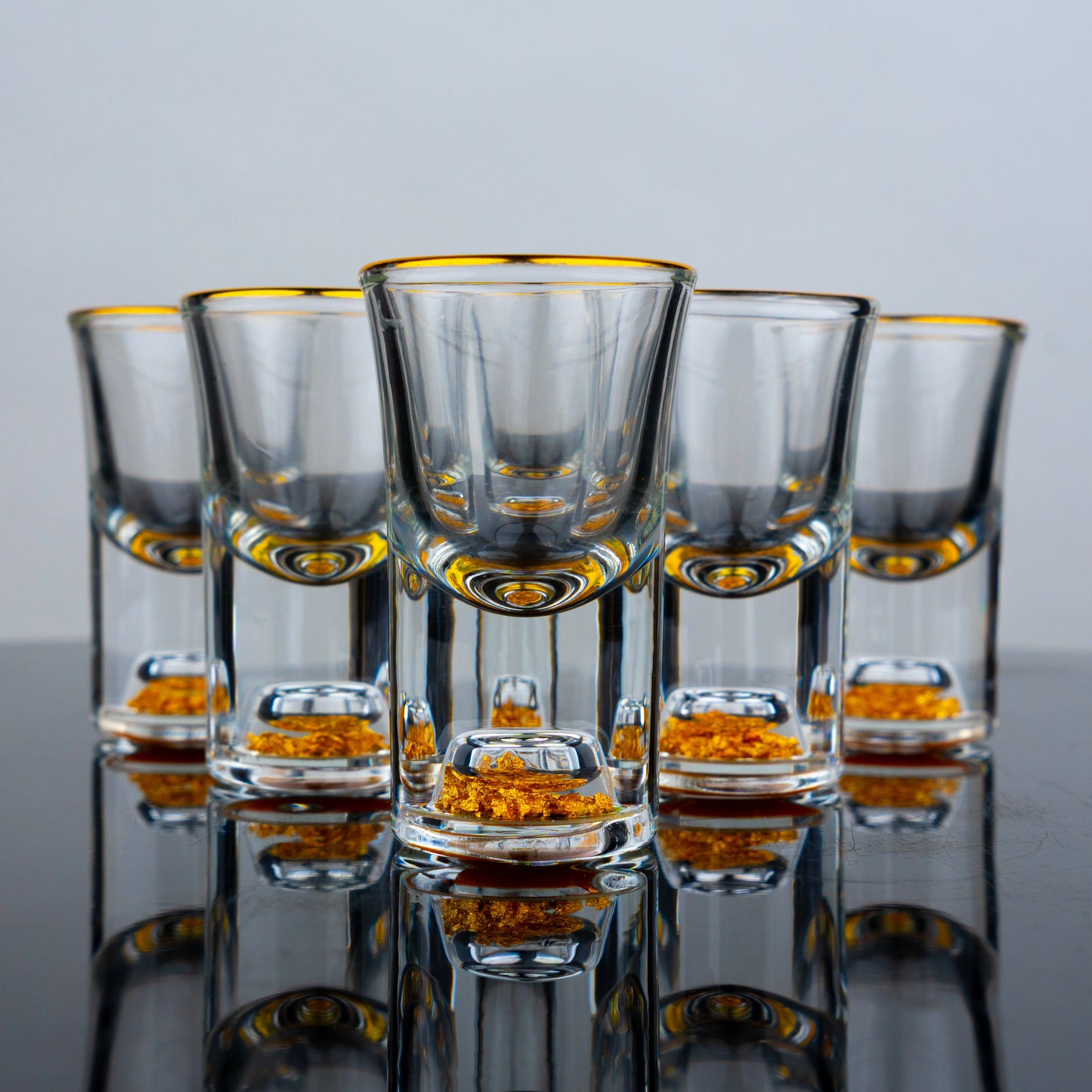 Gold Base Mini Shot Glasses - Set of 6