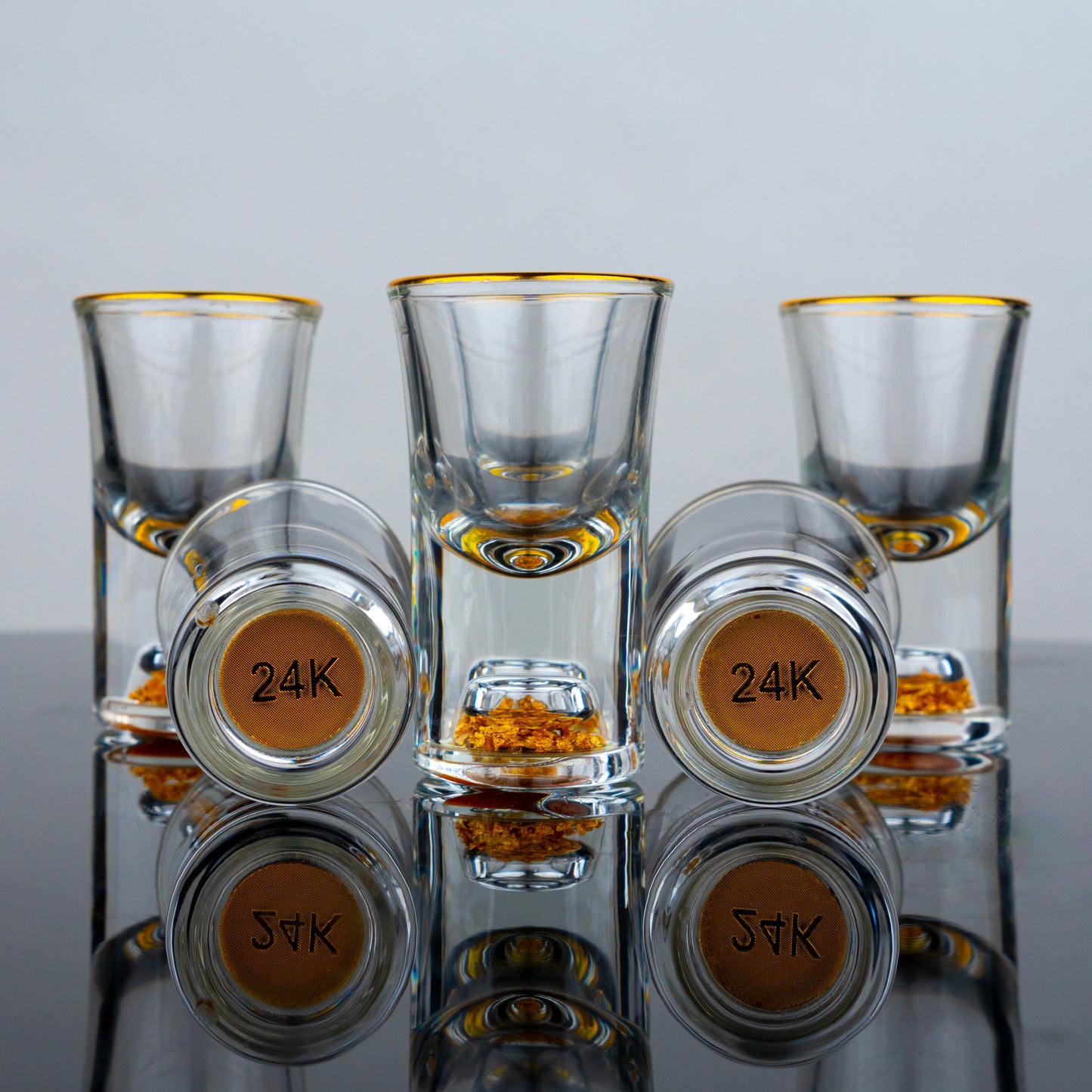 Gold Base Mini Shot Glasses - Set of 6