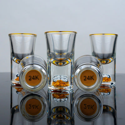 Gold Base Mini Shot Glasses - Set of 6