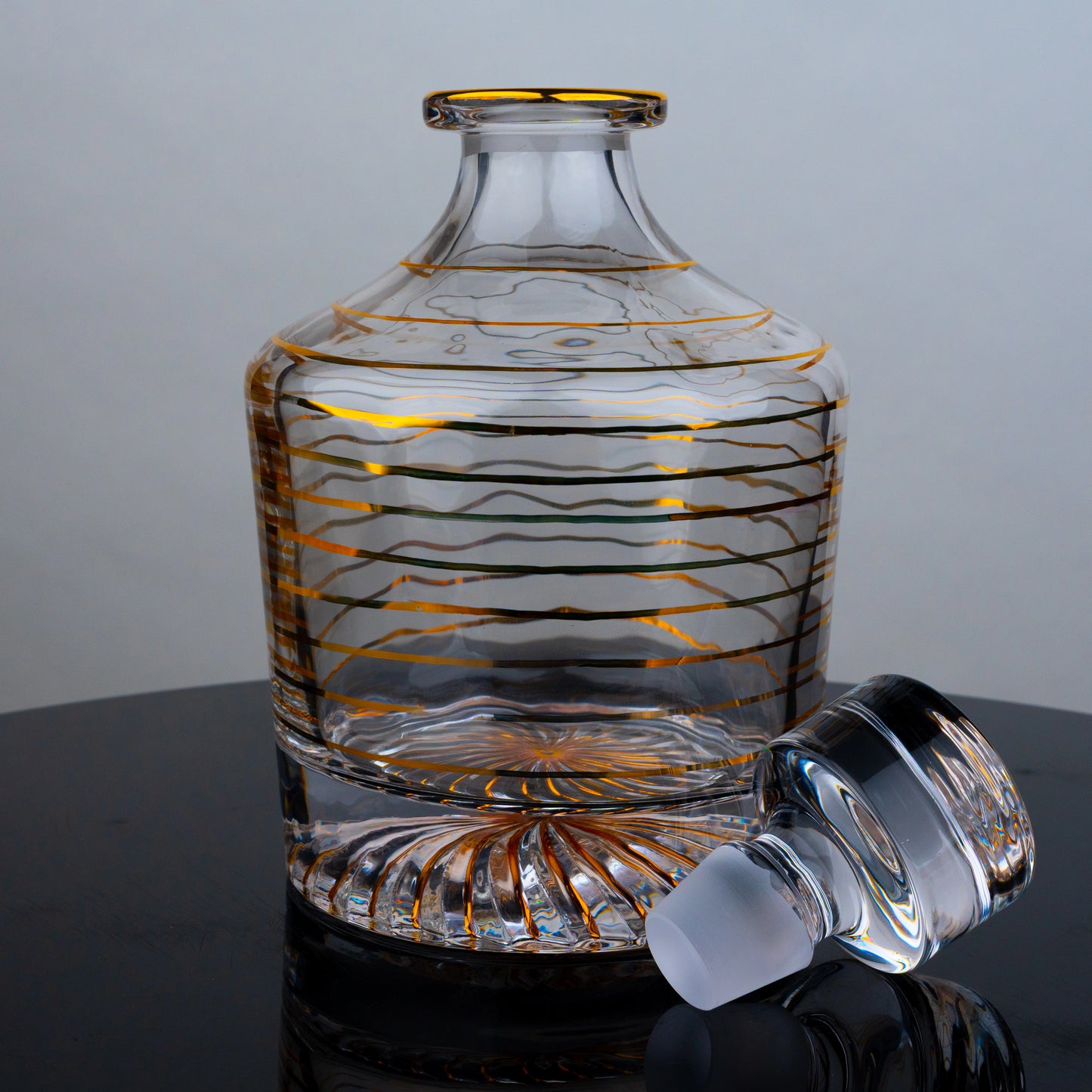 Gold Striped Whiskey Decanter Set