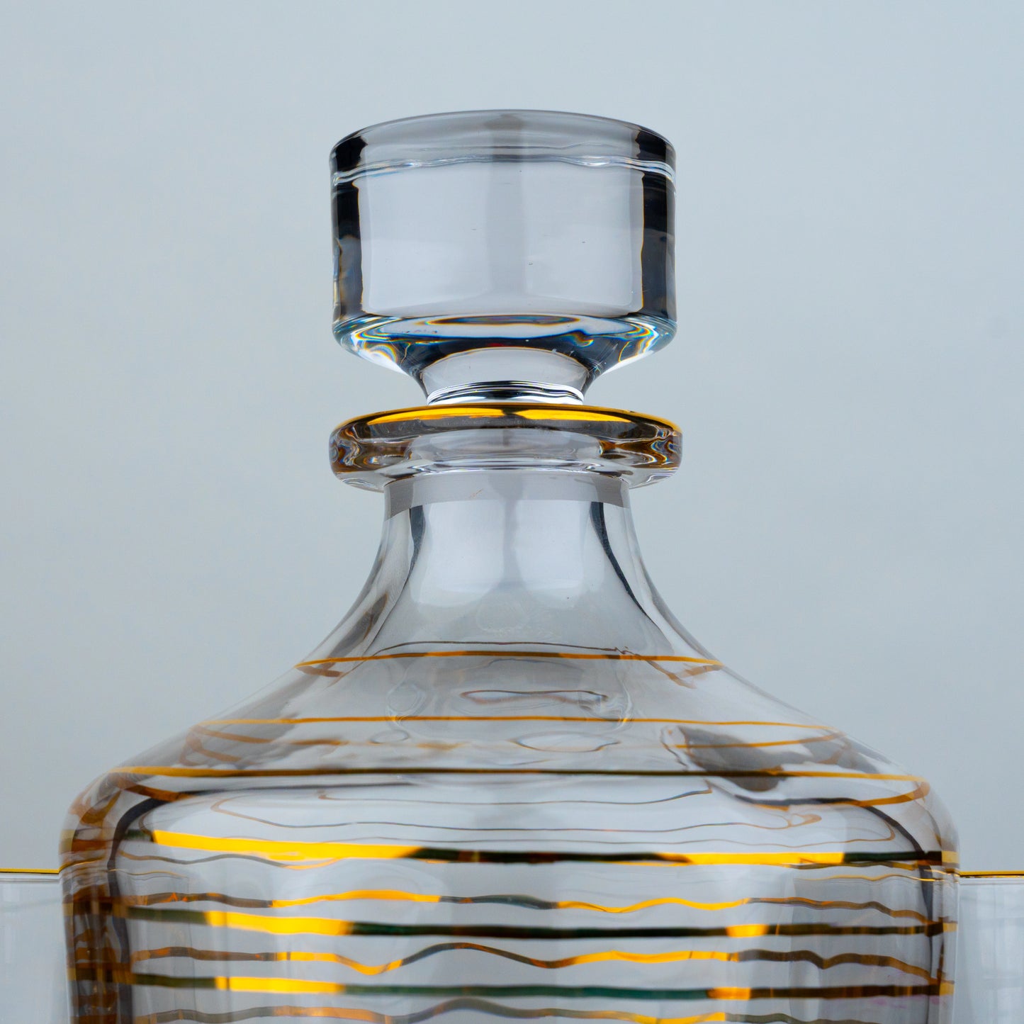 Gold Striped Whiskey Decanter Set