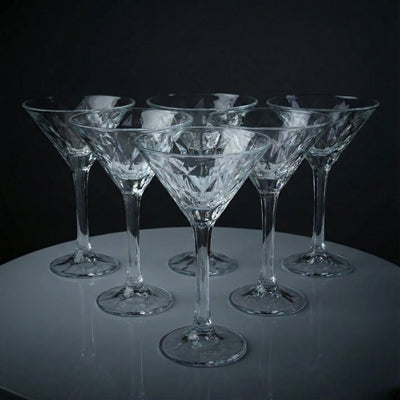 Diamond-Cut Crystal Cocktail Glass - Set of 6