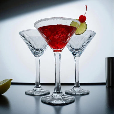 Diamond-Cut Crystal Cocktail Glass - Set of 6