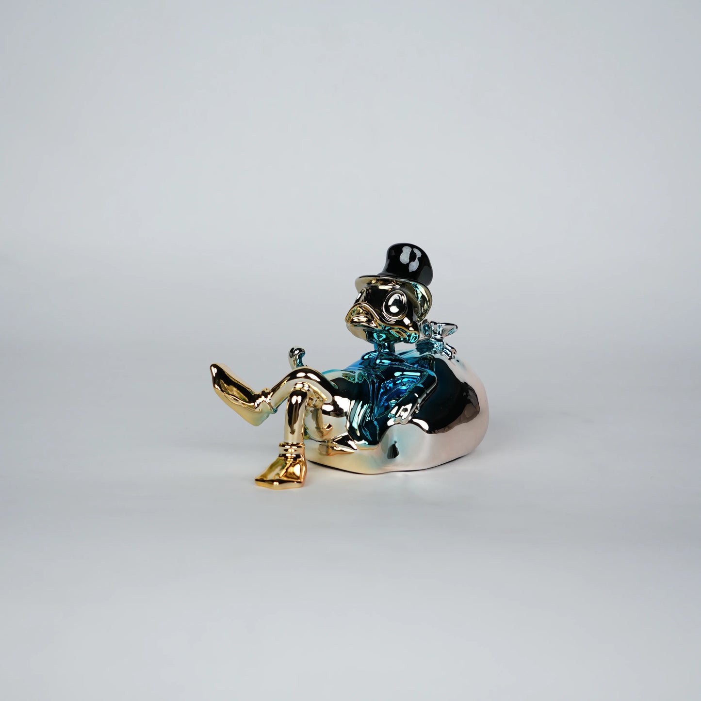 Chrome Money Tycoon blue sculpture