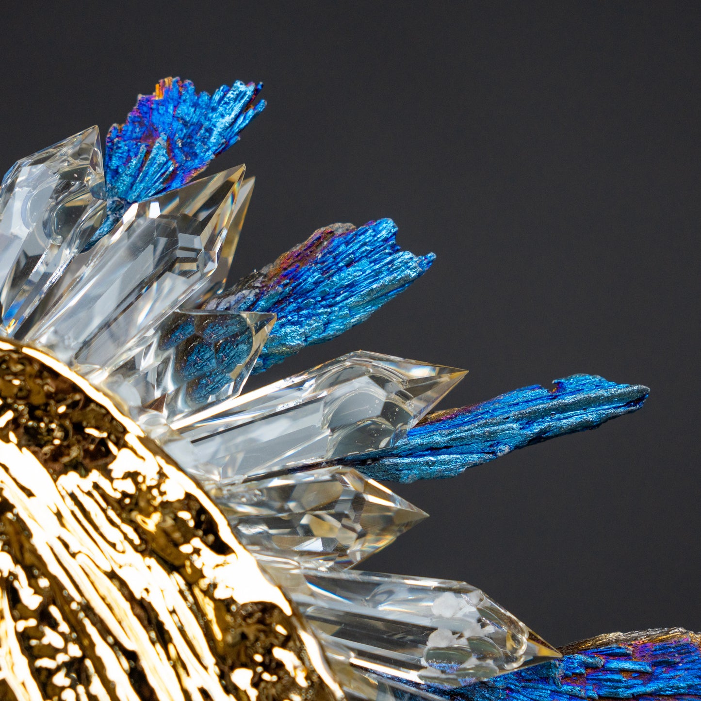 Luxury crystal galloping horse décor piece with metallic gold finish