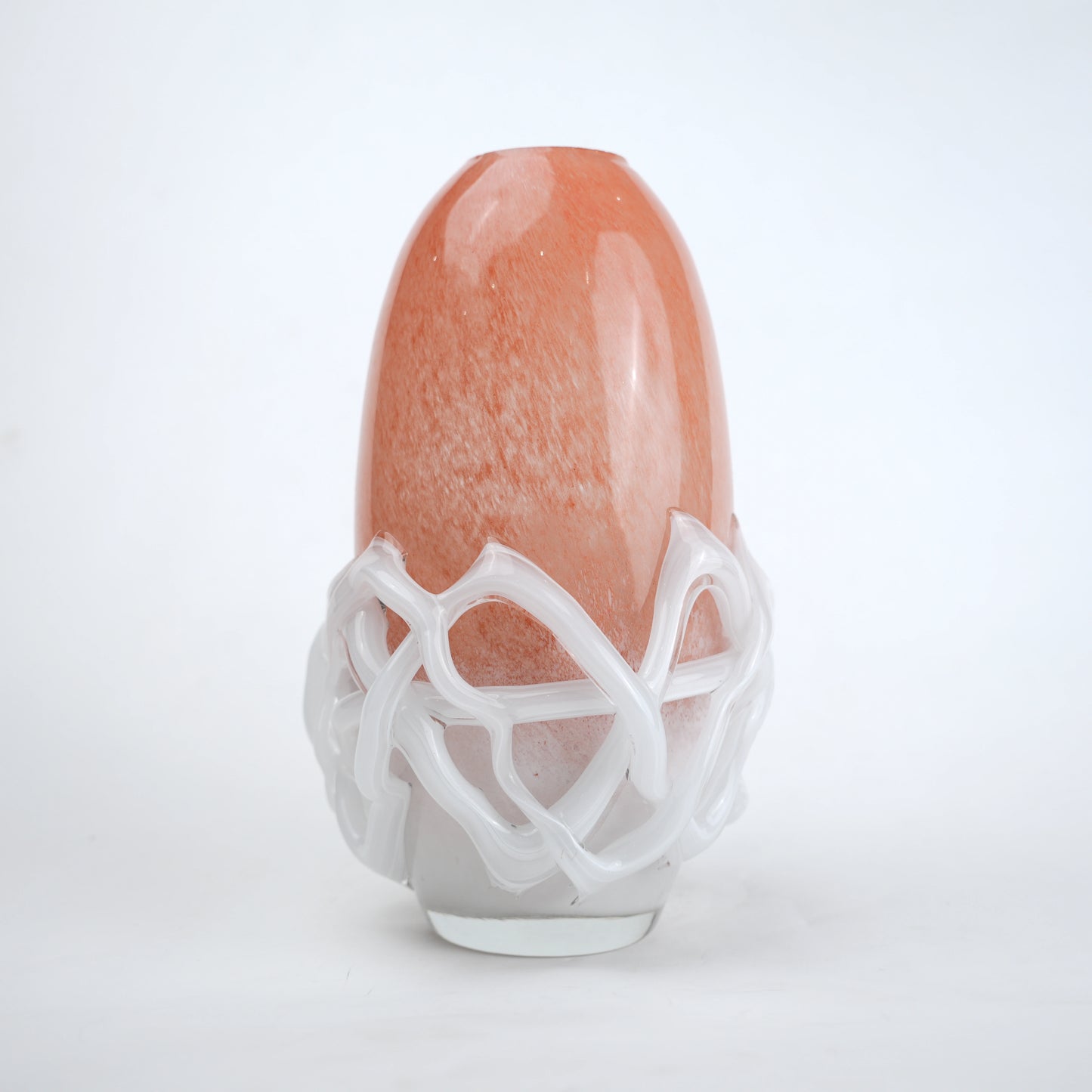 Peach glass vase with white abstract base design available in small and big sizes for modern home decor
