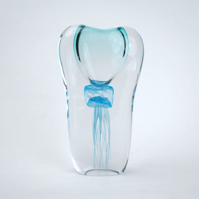 Encased Blue Art Glass Vase