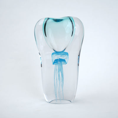 Encased Blue Art Glass Vase