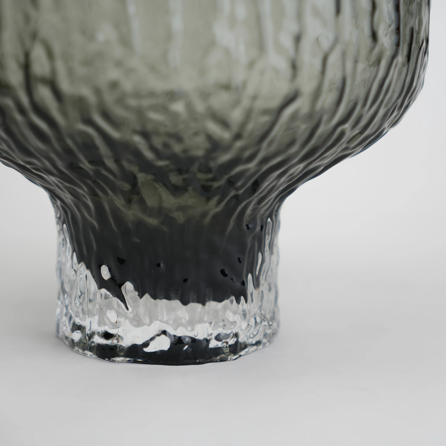 olive charcoal textured glass vase with ripple pattern