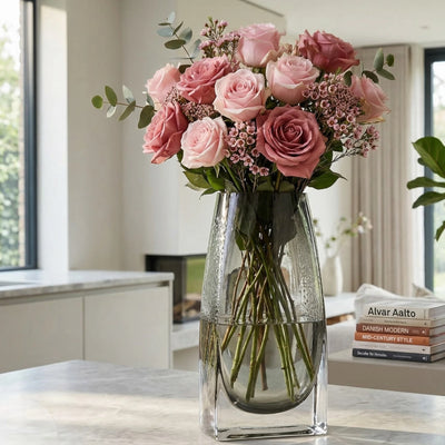 Curved Grey Glass Vase