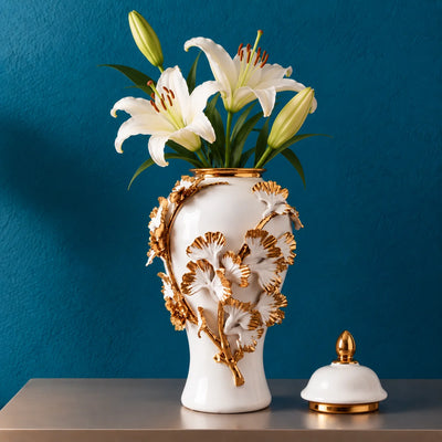 Gold Leaf Ceramic Jar