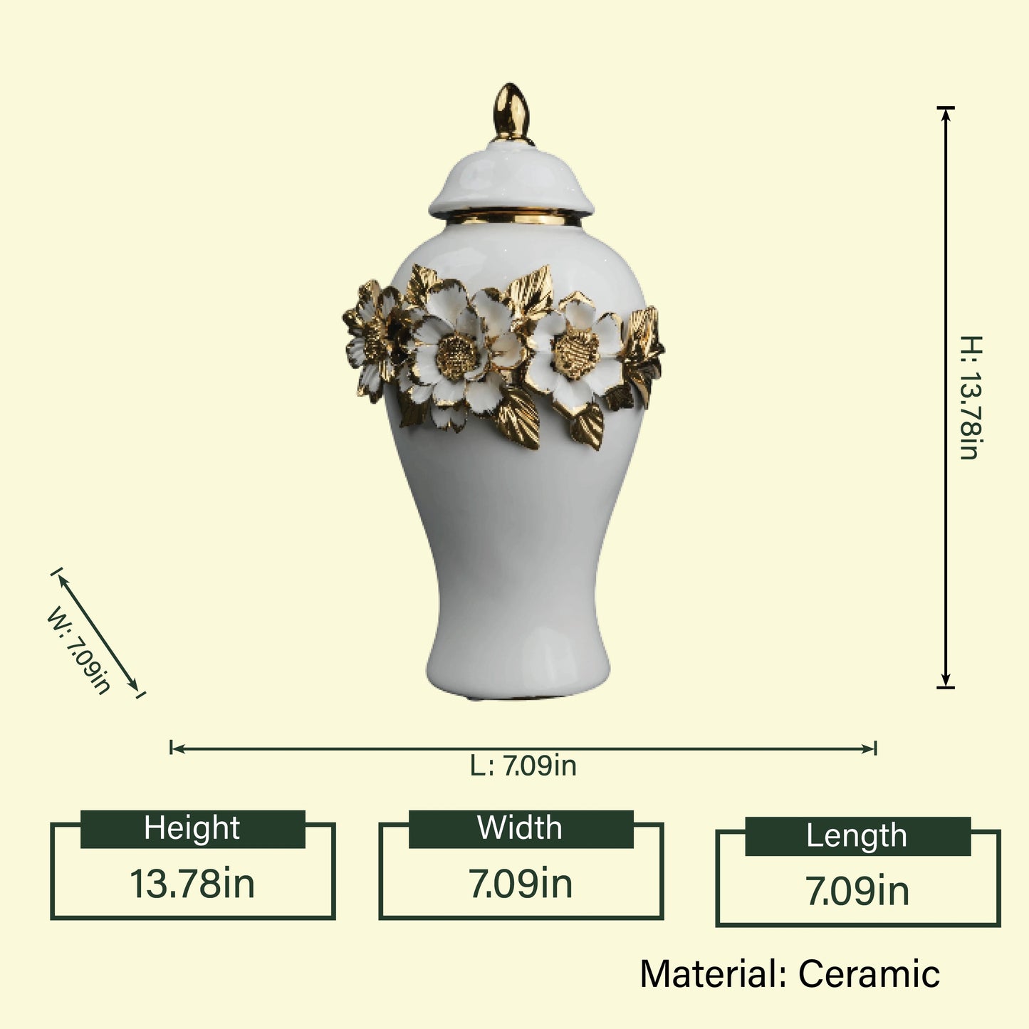 Gold Floral Ceramic Jar decorative ceramic jar with floral gold accents